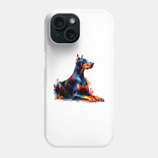 Elegant Doberman Pinscher in Colorful Splash Art Style Phone Case