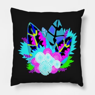 Jungle Salad - a touch of the tropics in gorgeous shades of blue, pink and green. Pillow