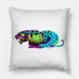 liger beast ecopop tiger monster in totonac mexican patterns Pillow