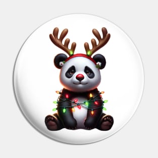 Christmas Red Nose Panda Bear Pin