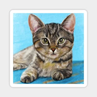 Digitally Painted Portrait of a Cute Little Furry Kitten Magnet