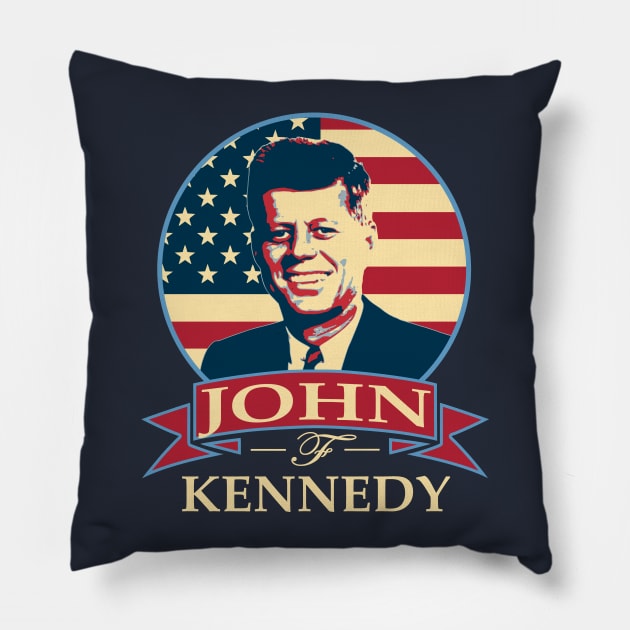 John F Kennedy American Banner Pillow by Nerd_art