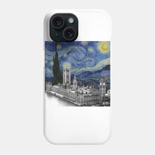 The Starry Night by Vincent Van Gogh and London (Big Ben and Westminster Palace) Phone Case