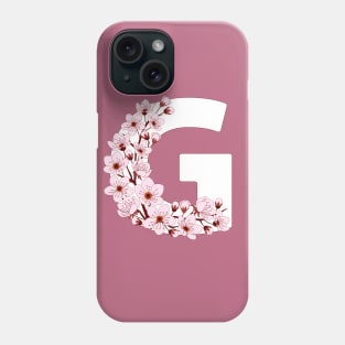 Colorful capital letter G patterned with sakura twig Phone Case