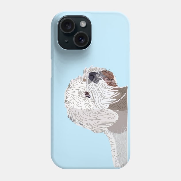 Bichon Frise Dog on Blue Phone Case by ellenhenryart