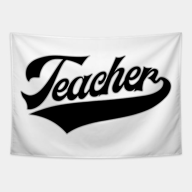 Teacher Script 2 Black Font Tapestry by jtranphoto