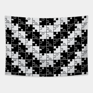 Black and white chevron puzzle design Tapestry