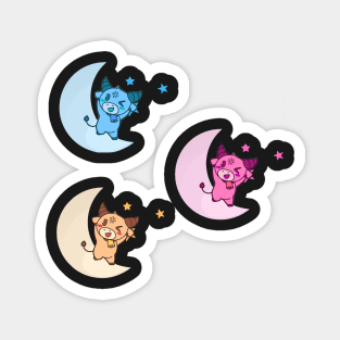 Cute Cows Dancing on Moon Sticker Pack Magnet