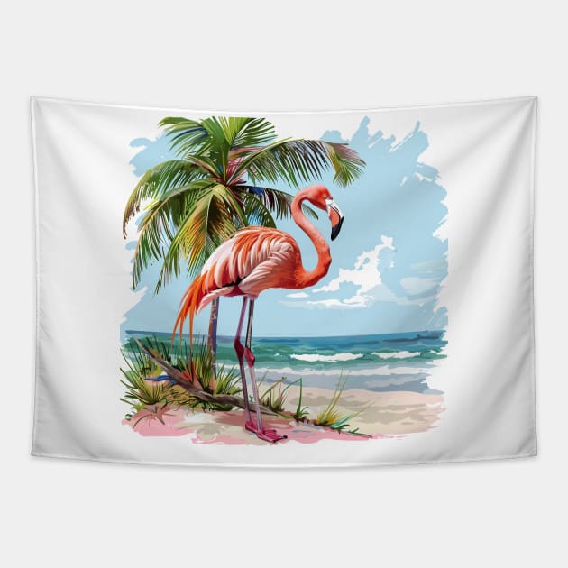 Flamingo Lovers Summer Vibes Tapestry by zooleisurelife