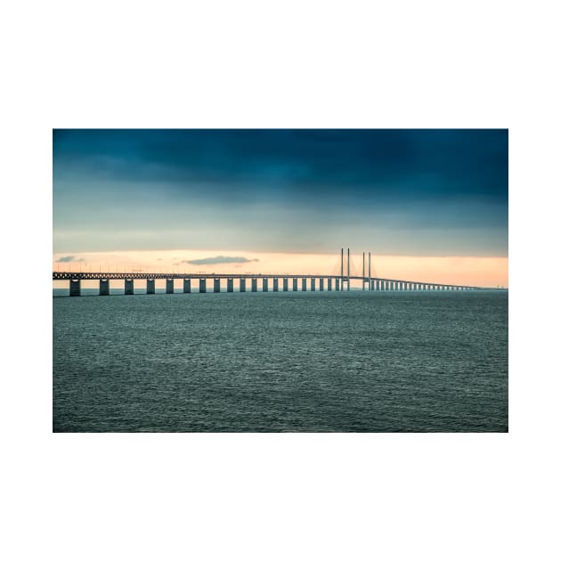 In the colorful evening light lies the Öresund Bridge, which connects Sweden and Denmark by connyM-Sweden