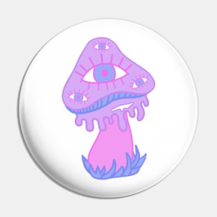 Trippy Mushroom with Eyes Pin