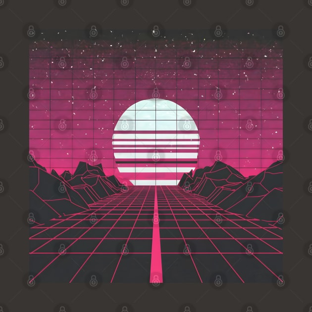 Synthwave highway sun by Spaceboyishere