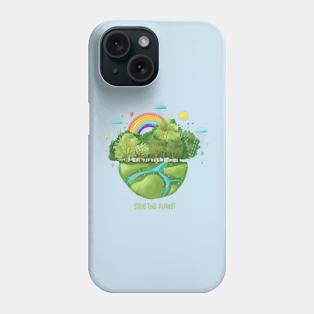 Save The Planet Illustration Phone Case by Mako Design 