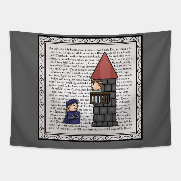 Romeo and Juliet Balcony Scene Tapestry by Slightly Unhinged