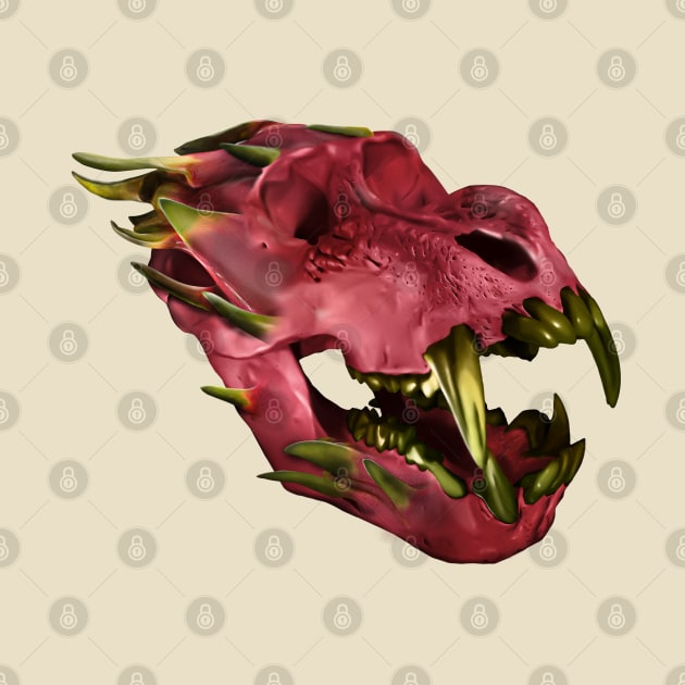 Dragon fruit skull design by Corvons