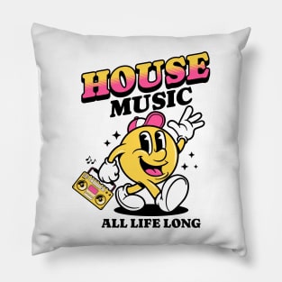 HOUSE MUSIC  - Retro Mascot All Life Long (black/pink) Pillow