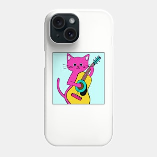 Pink Cat Yellow Guitar Phone Case