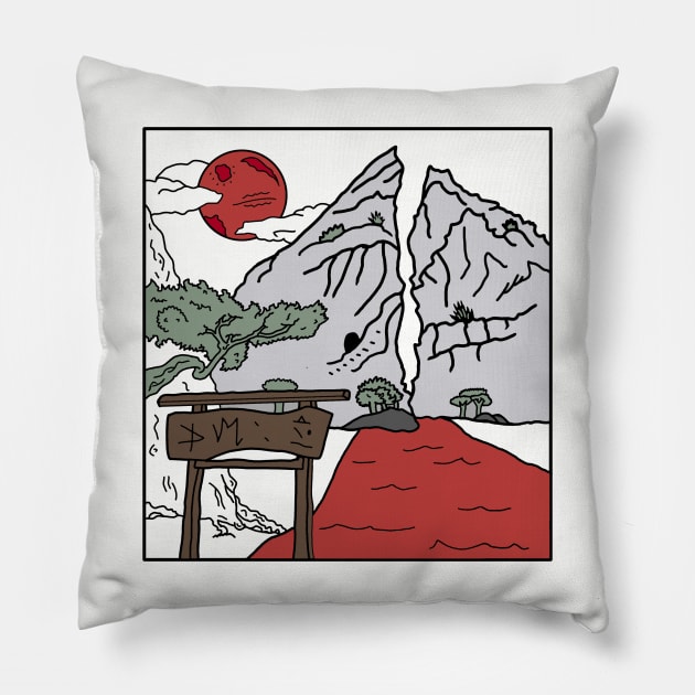 Japan’s Sado Kinzan Mine Pillow by Rezolutioner