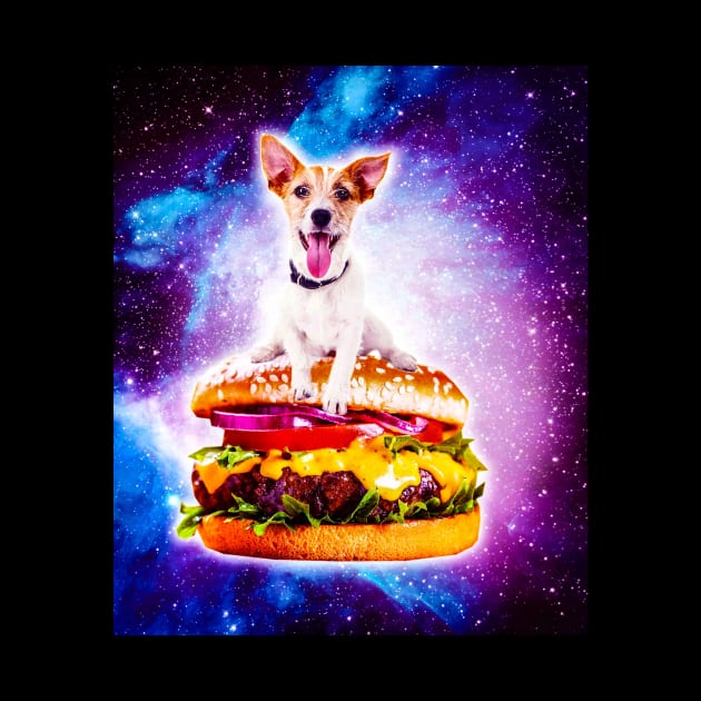 Outer Space Galaxy Dog Riding Burger by Random Galaxy