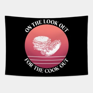 On The Look Out For The Cook Out Retro Red Summer Tapestry