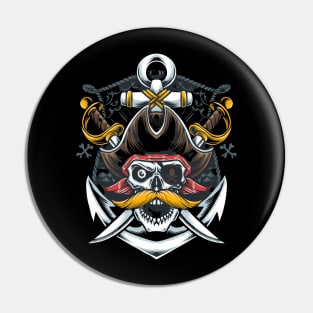 mustache skull pirate Pin