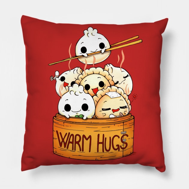 Dumpling Hugs food fun parody Pillow by liamMarone