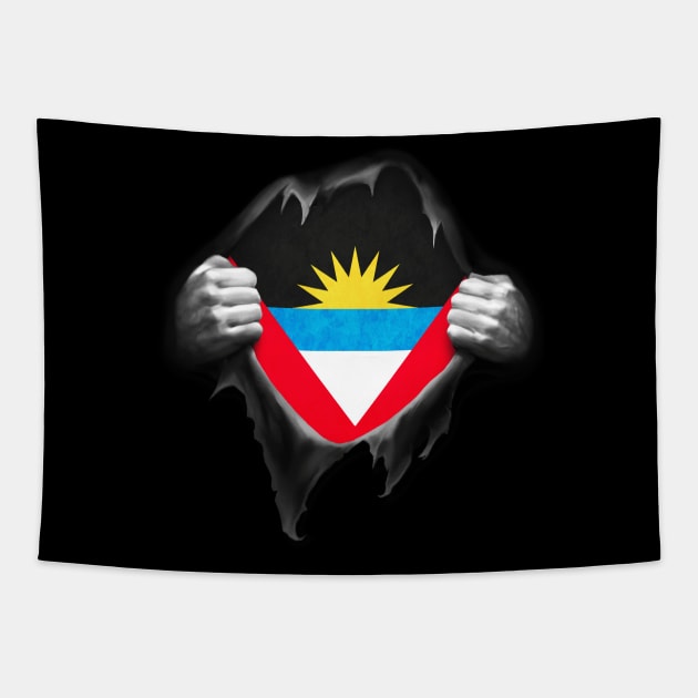 Antigua Flag Antiguan Roots DNA Pride Gift Tapestry by nikolayjs