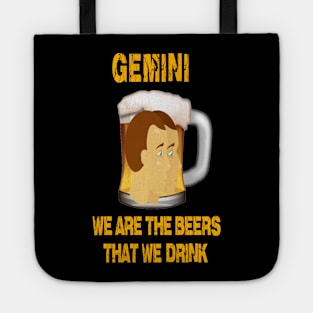 Funny beer shirt Gemini sign Tote