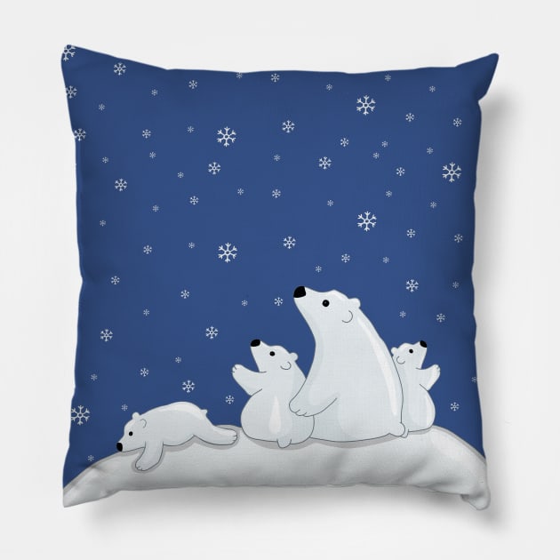 Polar Bear Family Pillow by valentinahramov