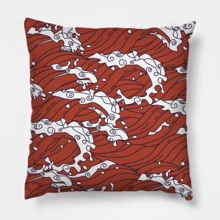 Seamless Oriental Red Sea Pattern Pillow