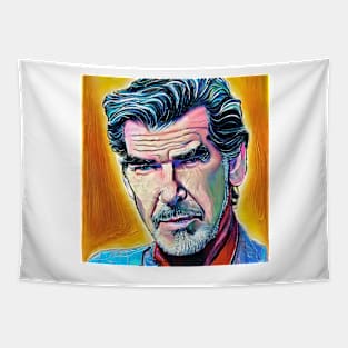 portrait  of Pierce Brosnan Tapestry