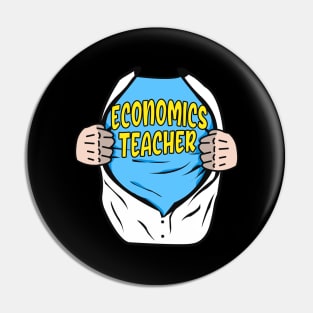 Economics Teacher Superhero Economist Pin