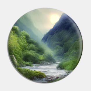 Beautiful Digital Painting With a Running River Near Mountains Pin