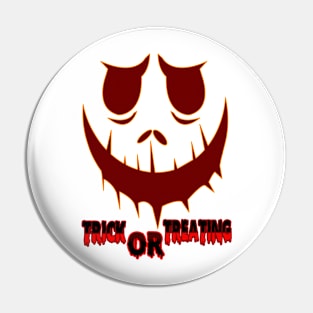 Trick or treating Dark Red with words for Halloween Pin