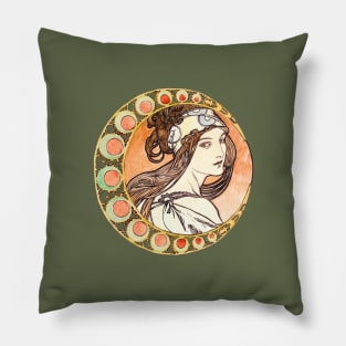 Mucha Vintage Moon Lady 03 Pillow