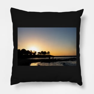 Palm Trees and Ocean at Sunrise Pillow