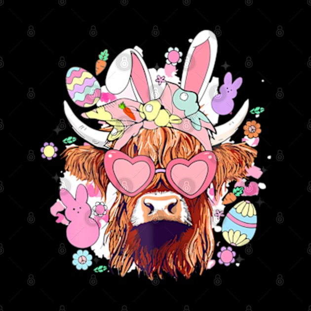 Highland Cow Farm Easter Heifer Easter Day Bunny by ZOLOTEE