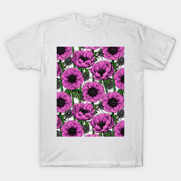 Pink anemone garden - Flower - T-Shirt