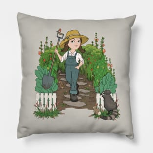 Garden Girl and the Critters Pillow