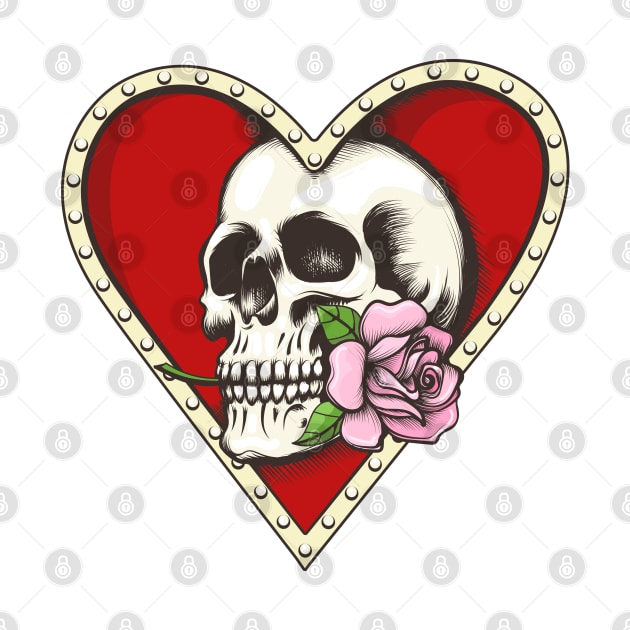 Skull with Rose in a Heart Shaped Hole by devaleta