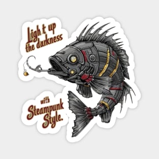 Pescado Steampunk: Elegancia Mecánica para Iluminar la Oscuridad Magnet