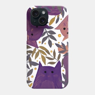 Cats and branches - purple Phone Case