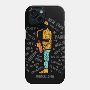 World Jazz Cities With Saxophone Musician Phone Case