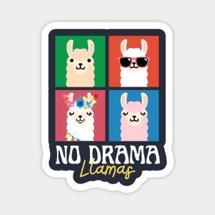 No Drama Llamas Squares Funny Vintage 70s Animal Lover Magnet