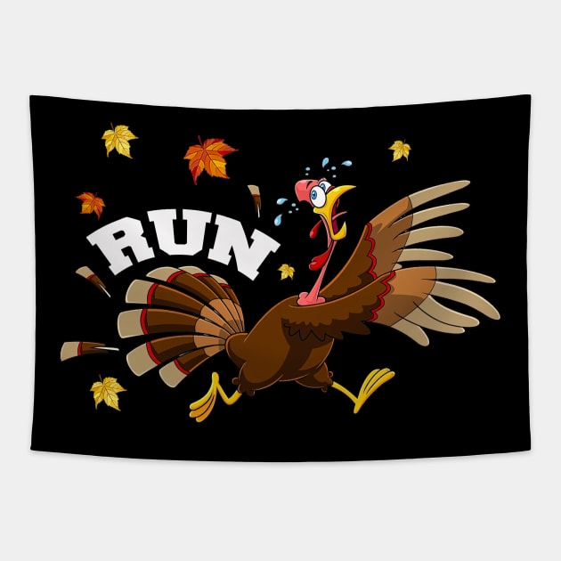 Turkey Run Costume Thanksgiving Running Turkey Trot Tapestry by wfmacawrub