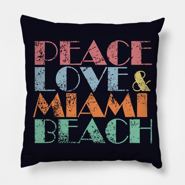 Peace Love & Miami Beach Pillow by Etopix