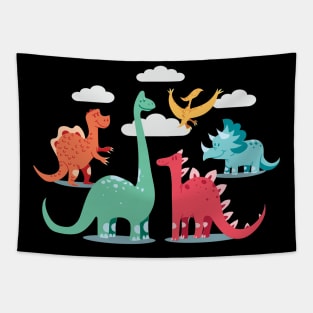 cute animal cartoon - dinosaurs Tapestry