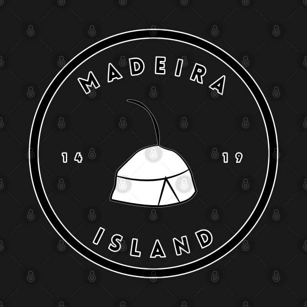 Madeira Island 1419 logo with the traditional folklore hat/carapuça in black & white by Donaby