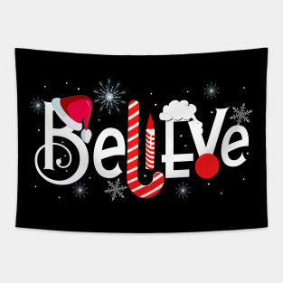 Believe in Santa Claus Hat Candy Candle Decor Christmas Gift Tapestry