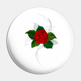 Blooming red rose ( Tattoo style ) Pin